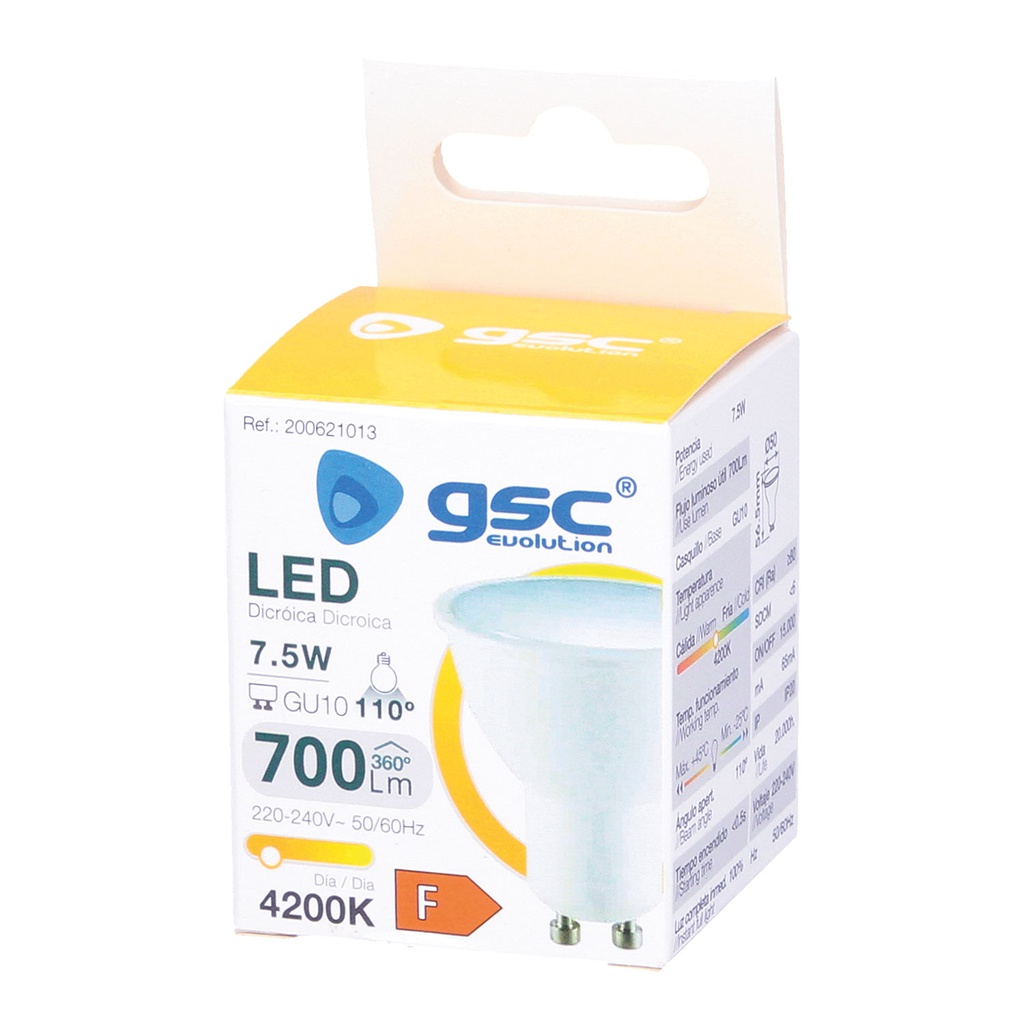 Lámpara LED dicroica 7,5W GU10 4200K