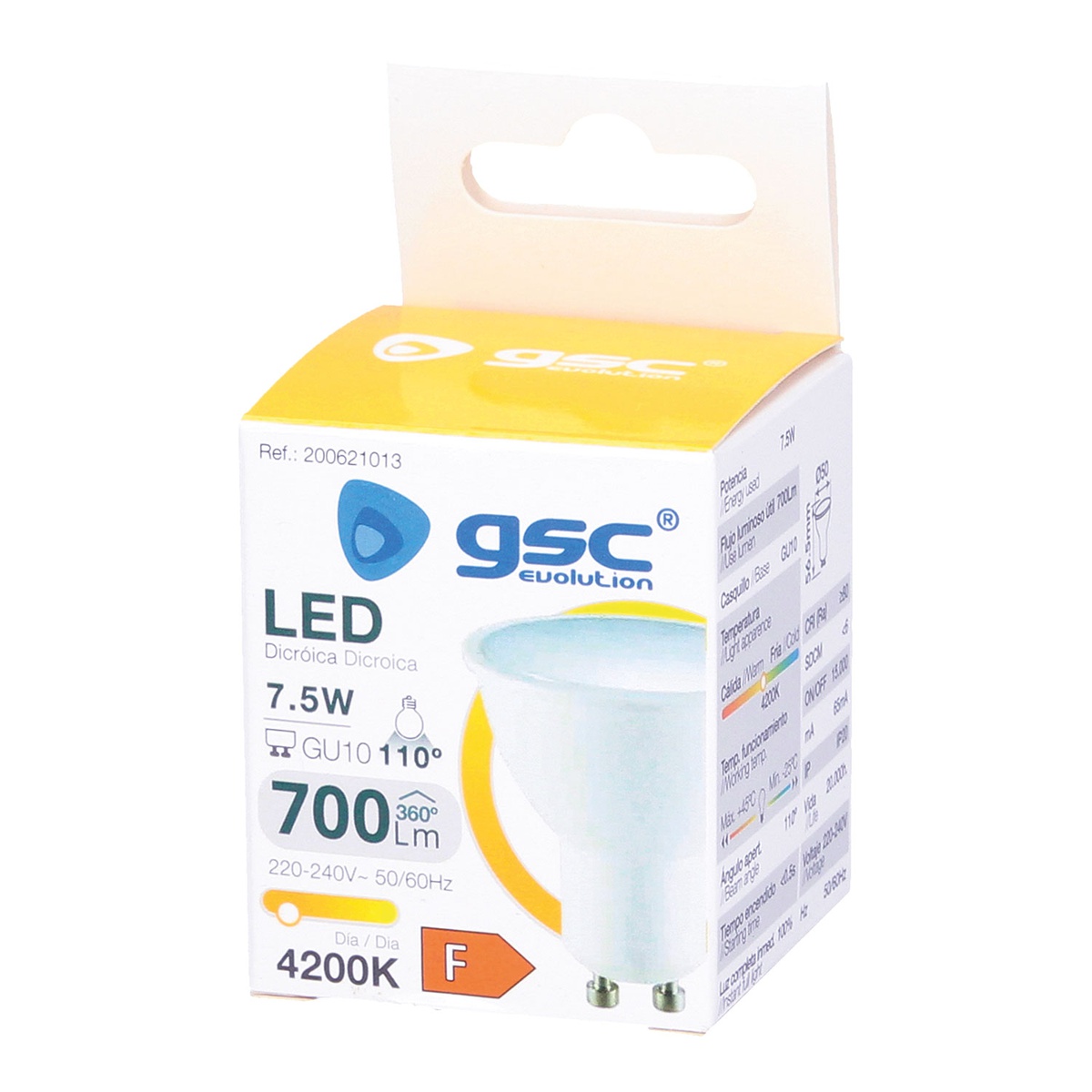 Lámpara LED dicroica 7,5W GU10 4200K