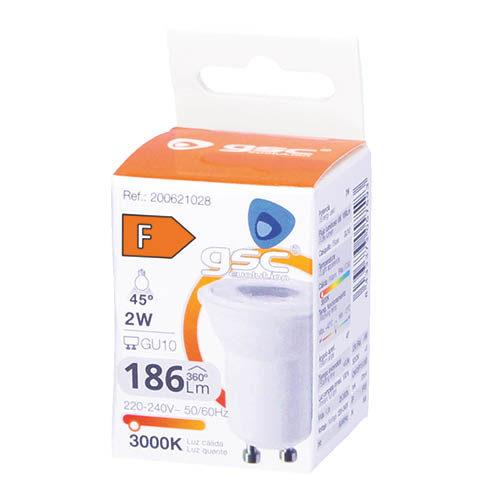 Lámpara LED ultrabrillo 2W GU10 3000K