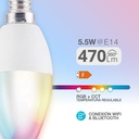 Lámpara LED vela inteligente 5,5W E14 RGB + CTT regulable