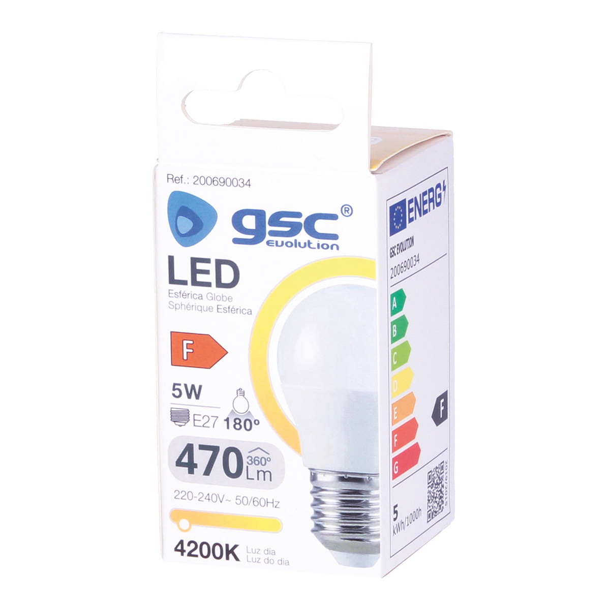 Lámpara LED esférica 5W E27 4200K