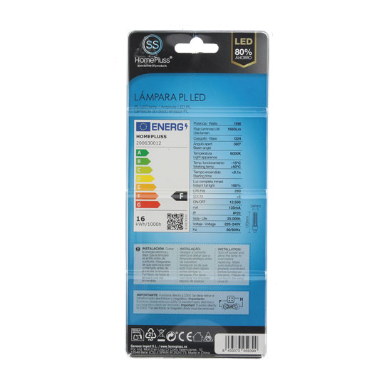 Lampara PL 16W G24 6000K - 6u caja exp