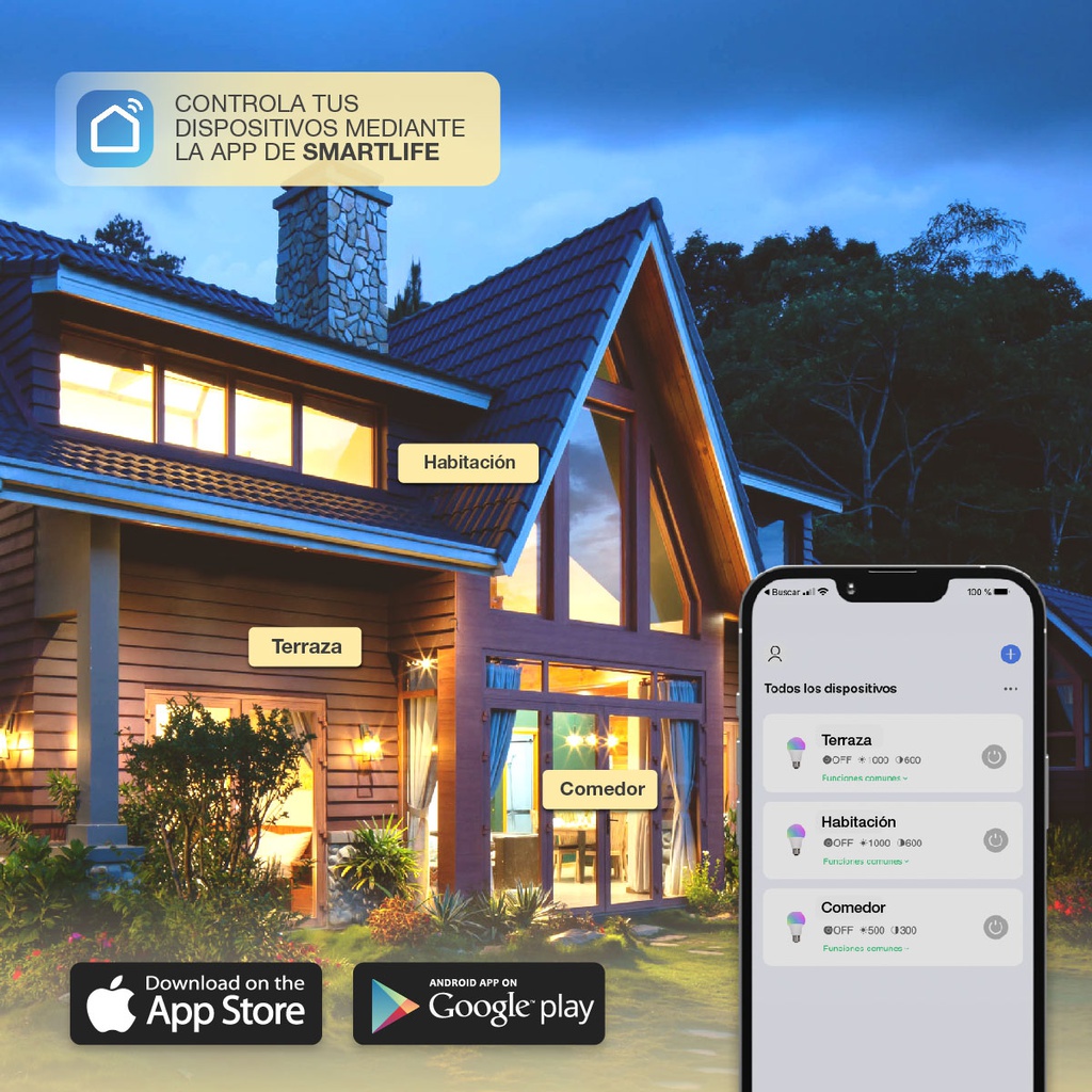 Lámpara estándar inteligente 9W E27 2700-6500K Regulable