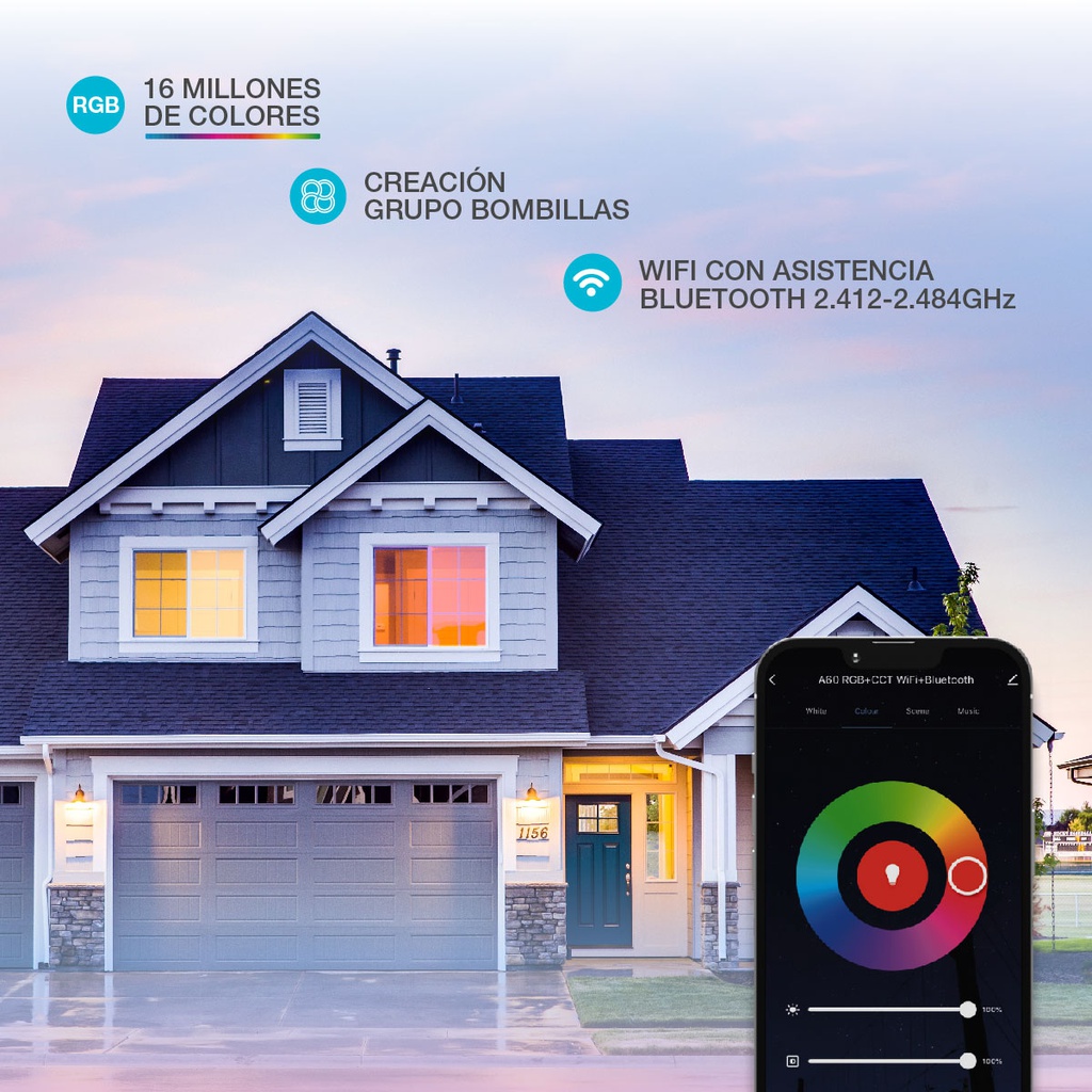 Lámpara LED vela inteligente 5,5W E14 RGB + CTT regulable