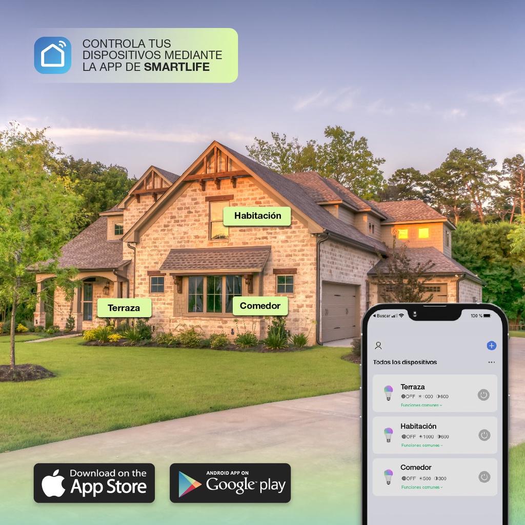 Lámpara LED esférica inteligente 5,5W E27 RGB + CTT regulable