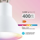 Lámpara LED dicroica inteligente 5,5W GU10 RGB + CTT regulable
