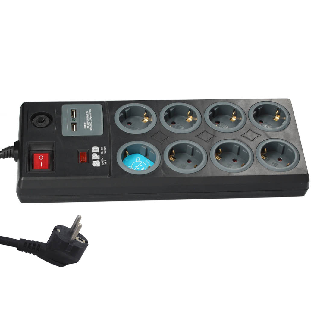 Base multiple 8T + 2 USB + Int. (3x1.5mm) 1,4M
