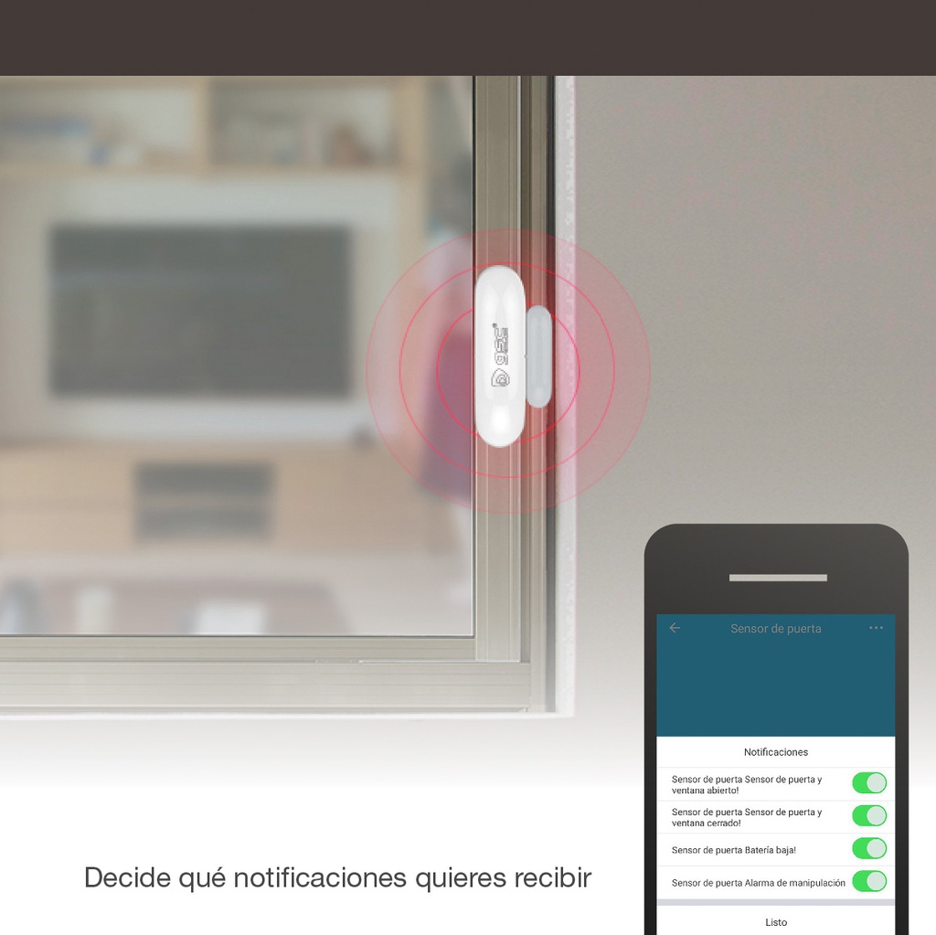 Sensor para puertas y ventanas vía wifi