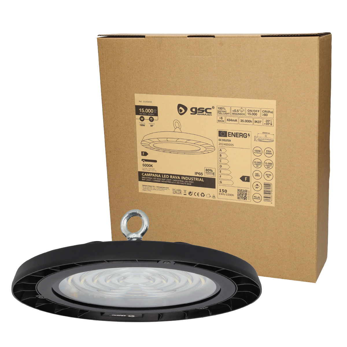 Campana industrial LED Rava 150W 90º 5000K