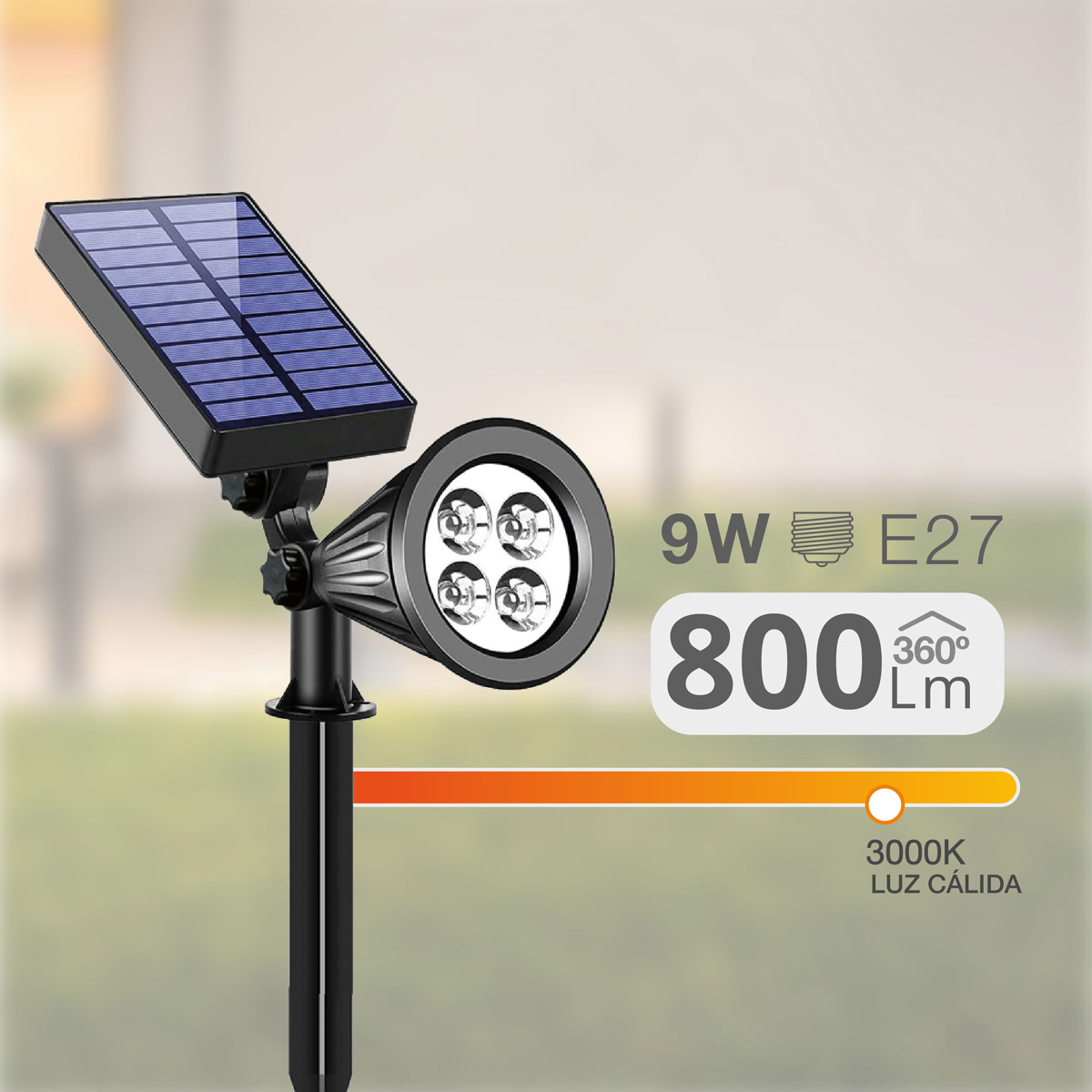 Estaca jardín solar LED Alezu 3300K IP67 regulable