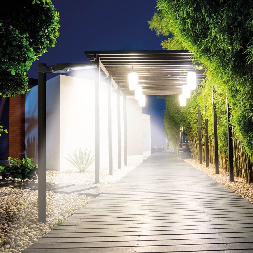 Farola solar LED Ornes con sensor crepuscular y movimiento 8W 6500K IP65