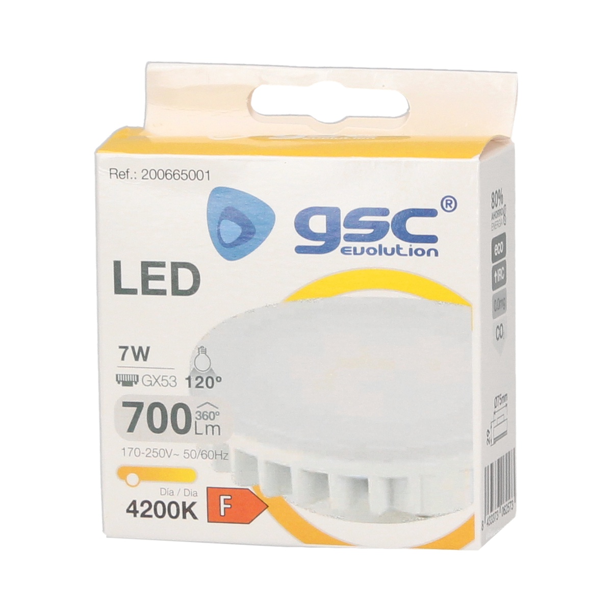 Lámpara LED tipo pastilla 7W GX53 4200K