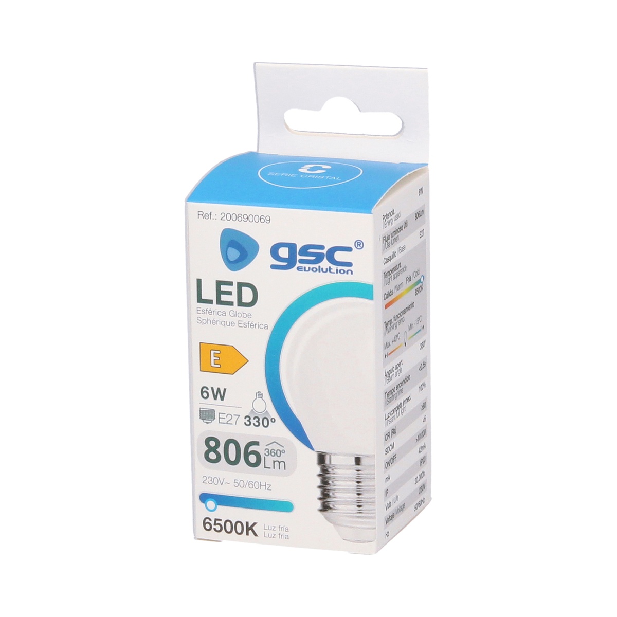 Lámpara LED esférica Serie Cristal 6W E27 6500K