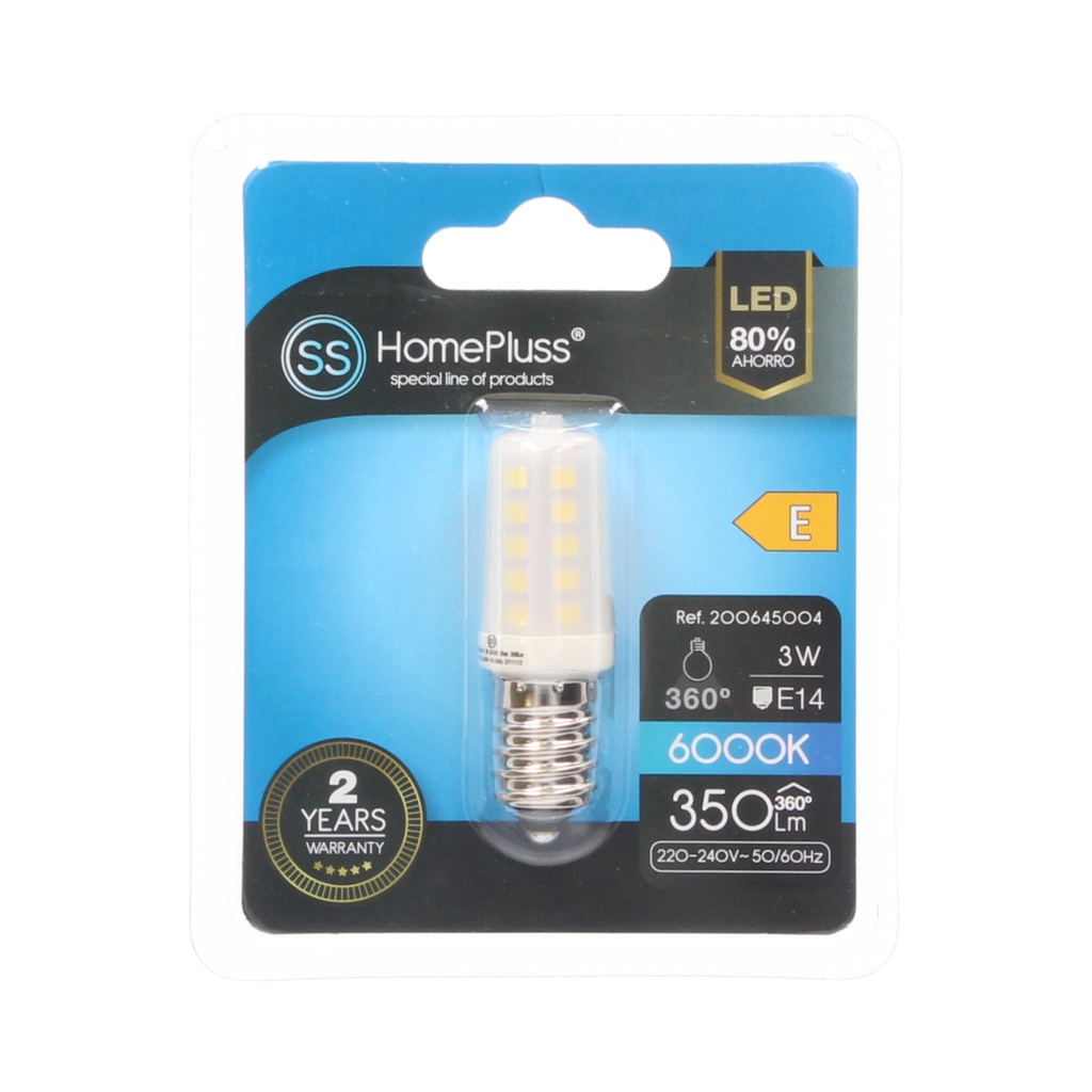 Lámpara LED tubular 3W E14 6000K - 12u caja exp