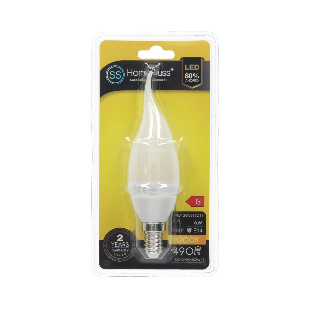 Lámpara LED vela soplo viento 6W E14 4200K - 12u caja exp