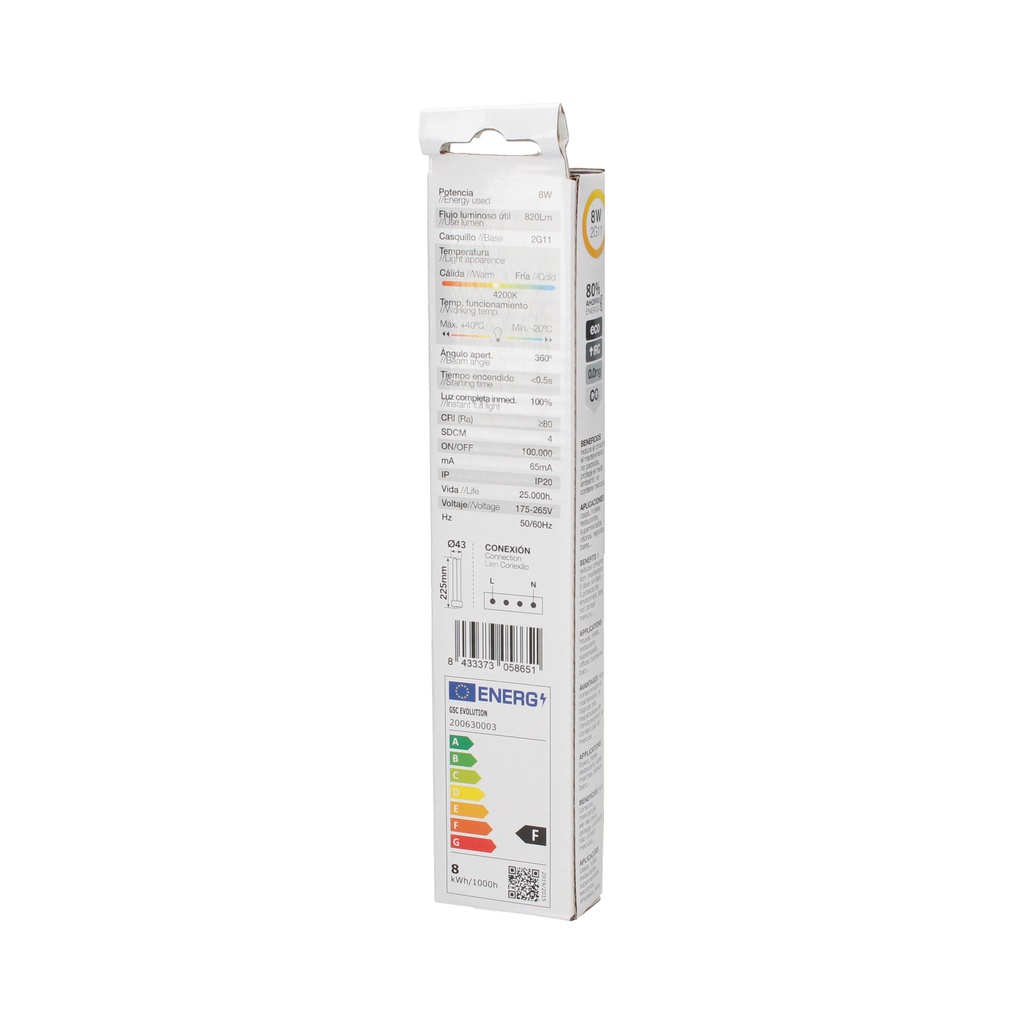 Lámpara LED PL 8W 2G11 4200K