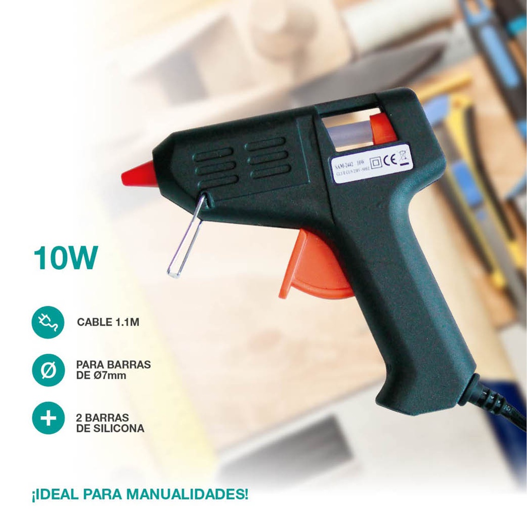 Pistola de silicona en barra  10W- Blister