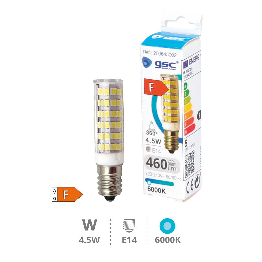 Lámpara LED tubular 4,5W E14 6000K