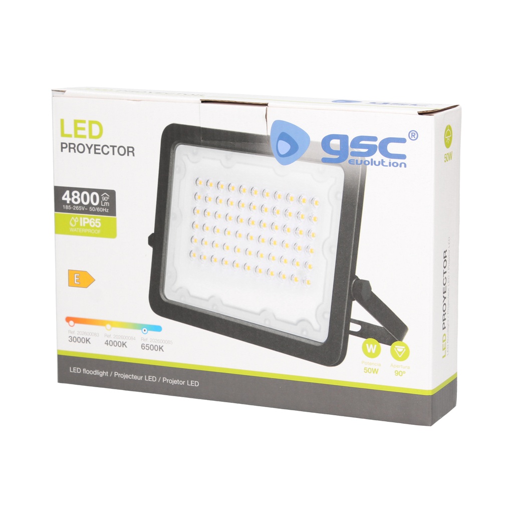 Proyector aluminio LED 50W 3000K IP65 Negro