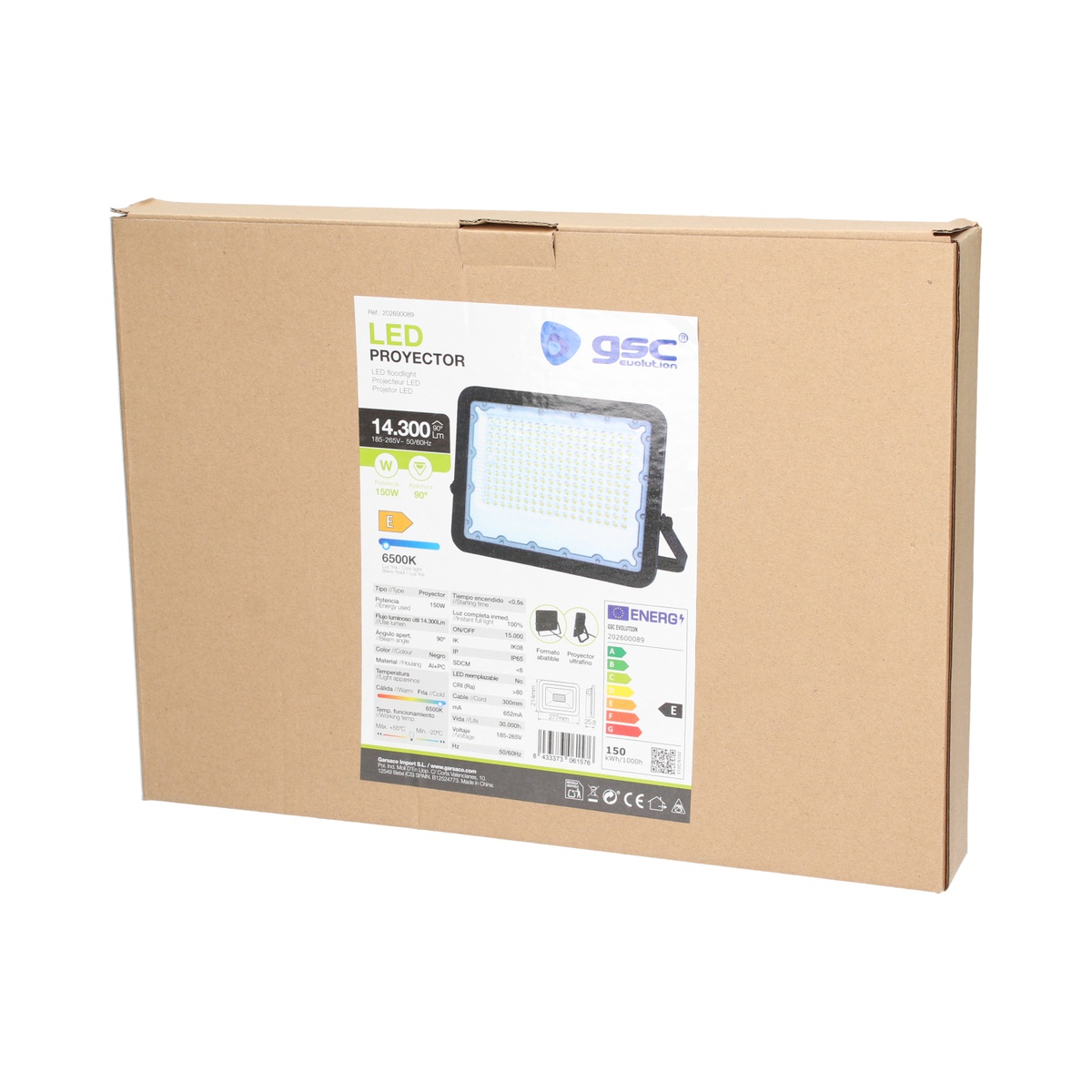 Proyector aluminio LED 150W 6500K IP65 Negro