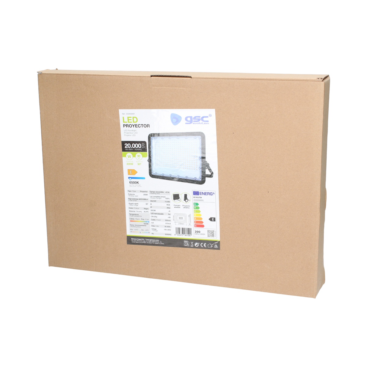 Proyector aluminio LED 200W 6500K IP65 Negro