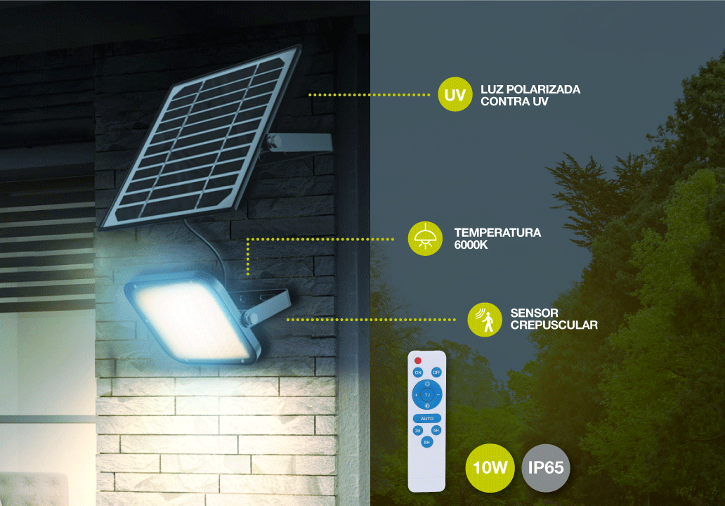 Proyector solar LED 10W 6500K IP65