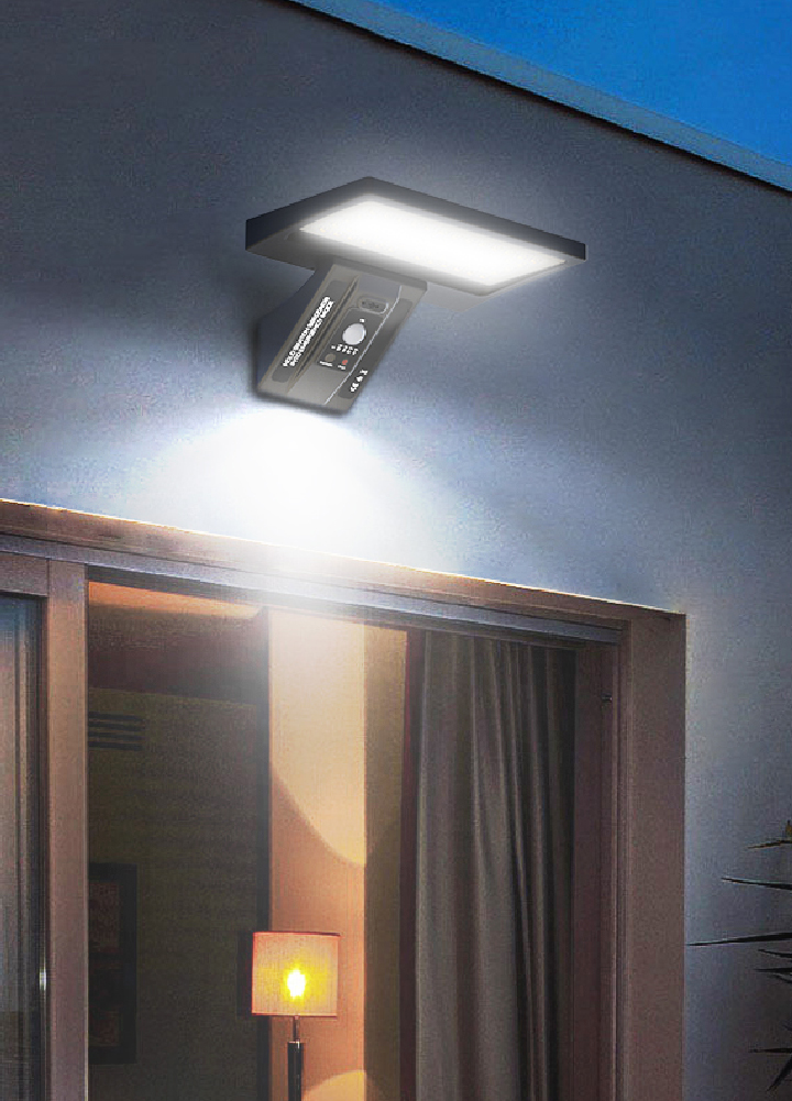 Aplique solar LED Ganda con sensor movimiento y crepuscular 5W 3000 - 4200 - 6000K