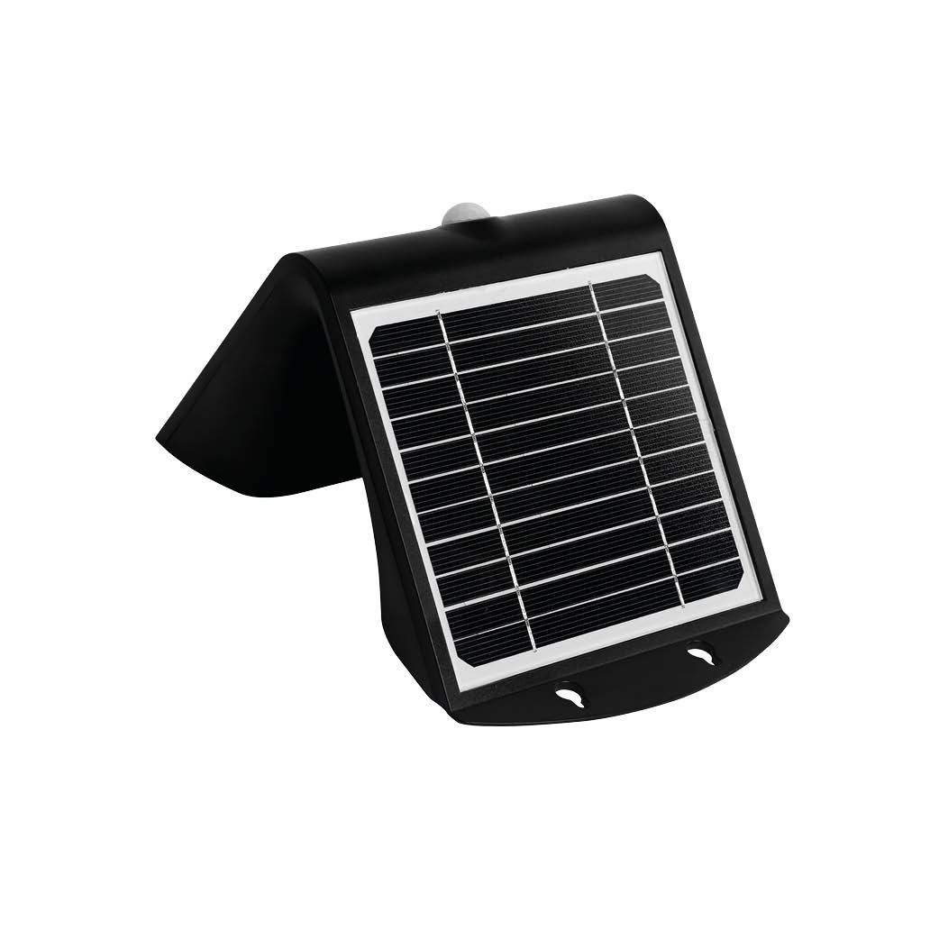 Aplique solar LED Lukulu con sensor de movimiento y crepuscular 4W 3000K Negro