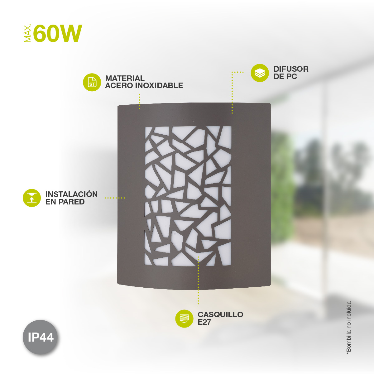 Aplique pared Maro E27 Máx. 60W Gris antracita