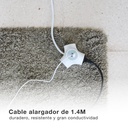 Ladrón alargador triple salida + 2 USB 1,4M