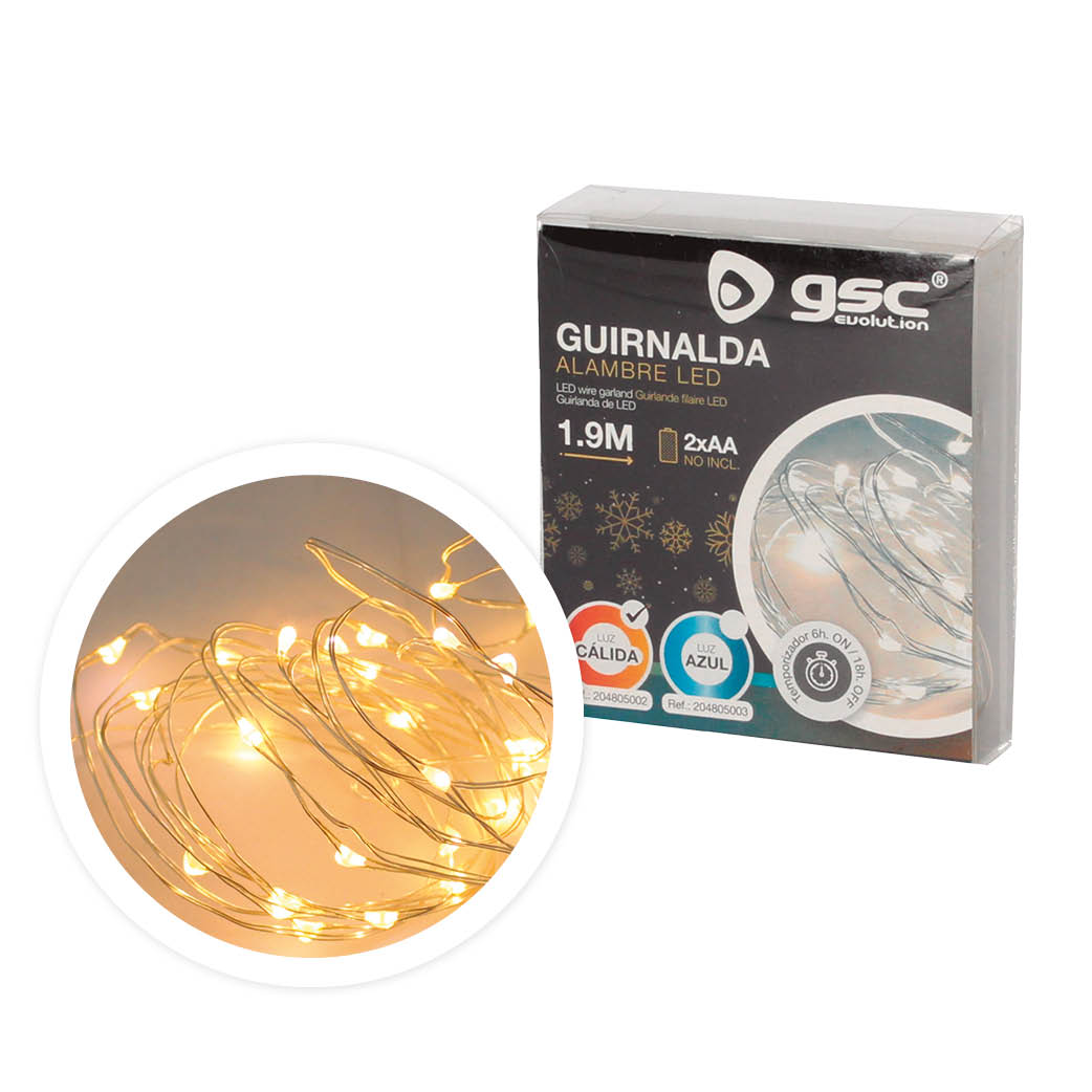 Guirlande LED Alambre Chrome à Piles Racimo 1m