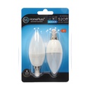 Pack 2 bombillas vela LED 6W E14 6000K - 10u caja exp