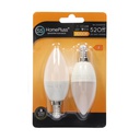 Pack 2 bombillas vela LED 6W E14 3000K - 10u caja exp