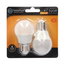 Pack 2 bombillas esféricas LED 6W E27 3000K - 10u caja exp