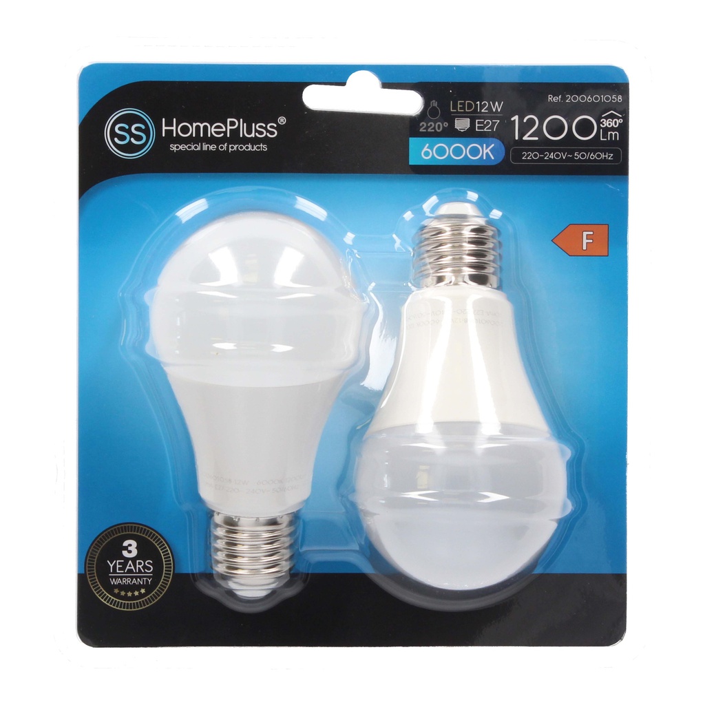 Pack 2 bombillas estandar LED 12W E27 6000K - 8u caja exp
