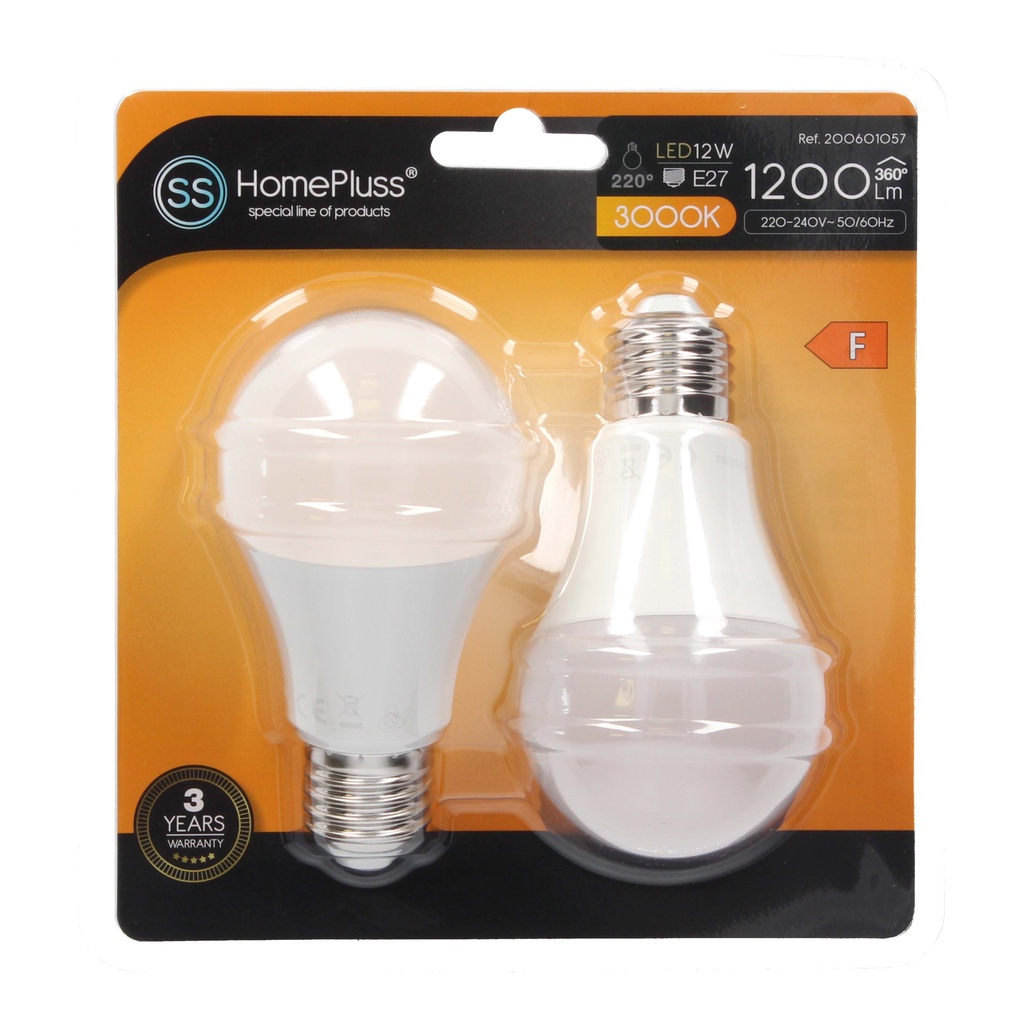 Pack 2 bombillas estandar LED 12W E27 3000K - 8u caja exp