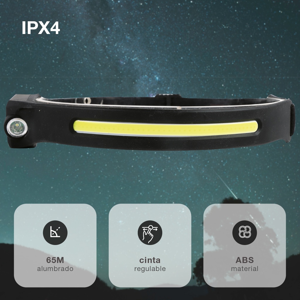 Linterna cabeza LED COB 5W con sensor