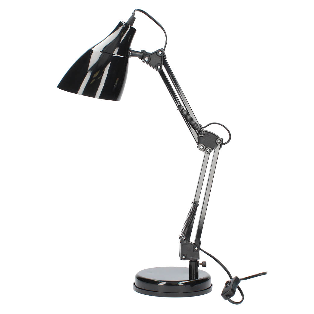 Relaxdays Lampe bureau retro, bras articulé flexible,Veilleuse lecture  Bureau, métal, E27, HlP: 50x27x15 cm, noire