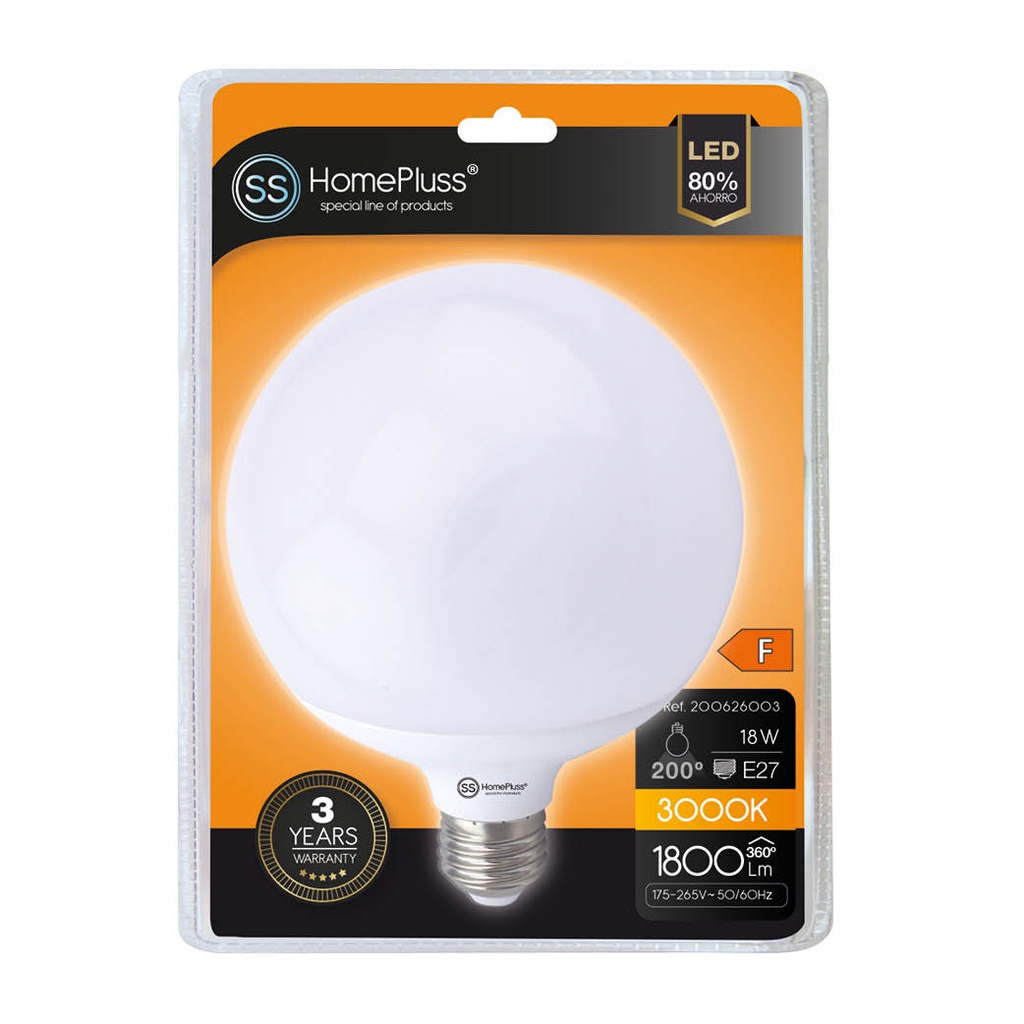 Lámpara LED globo G120 18W E27 3000K - 6u caja exp