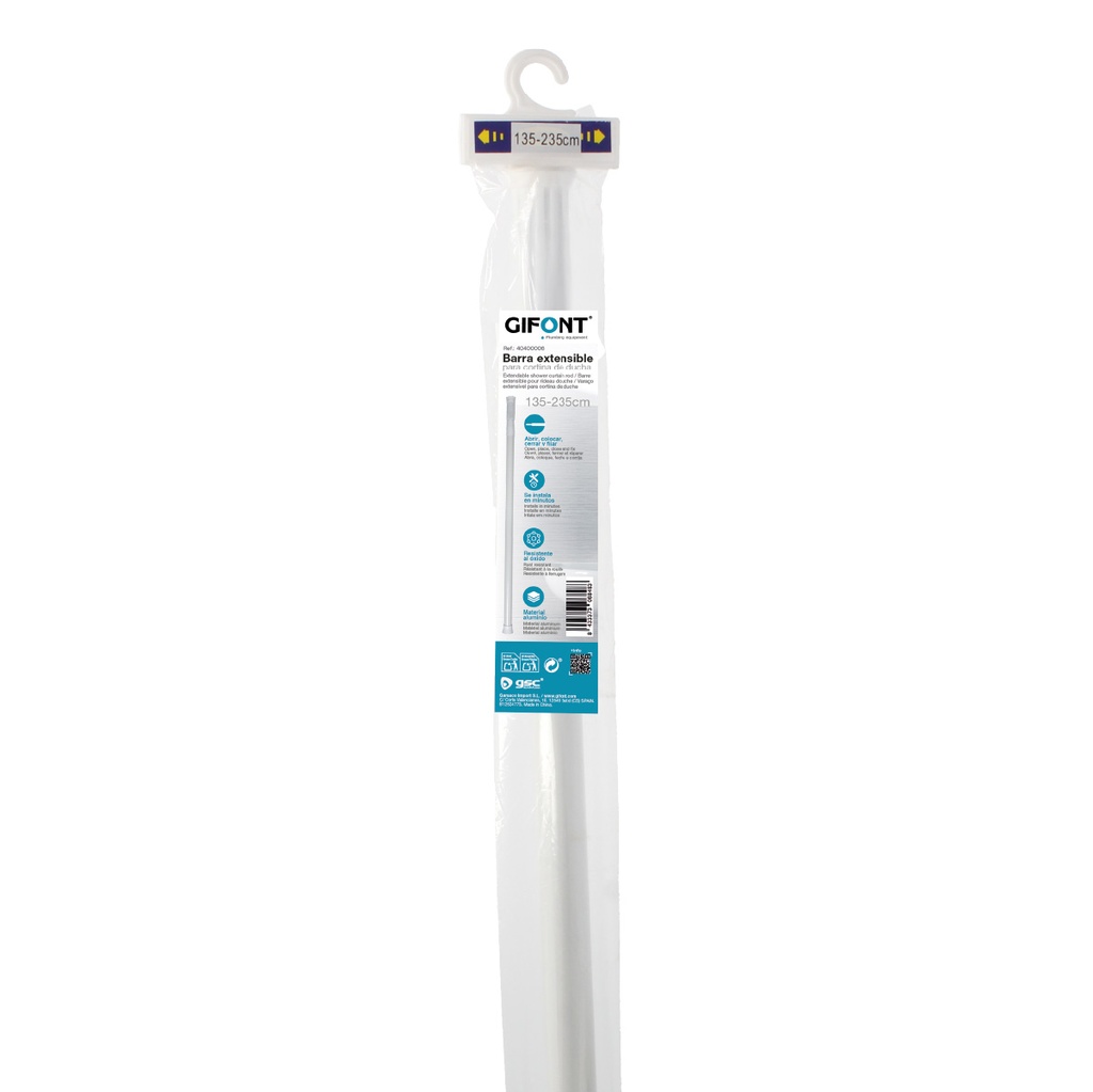 Barra extensible para cortina de ducha de 135 a 235cm