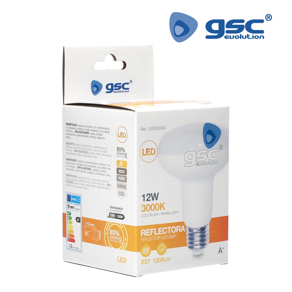 Lámpara LED reflectora R90 12W E27 3000K