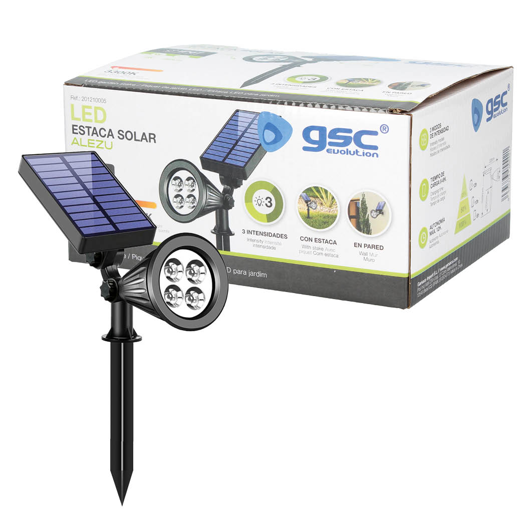 Estaca jardín solar LED Alezu 3300K IP67 regulable