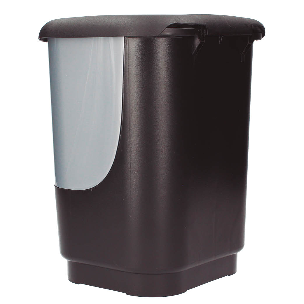 Cubo de basura con pedal 10L Negro/Plata - Retráctil 4uds