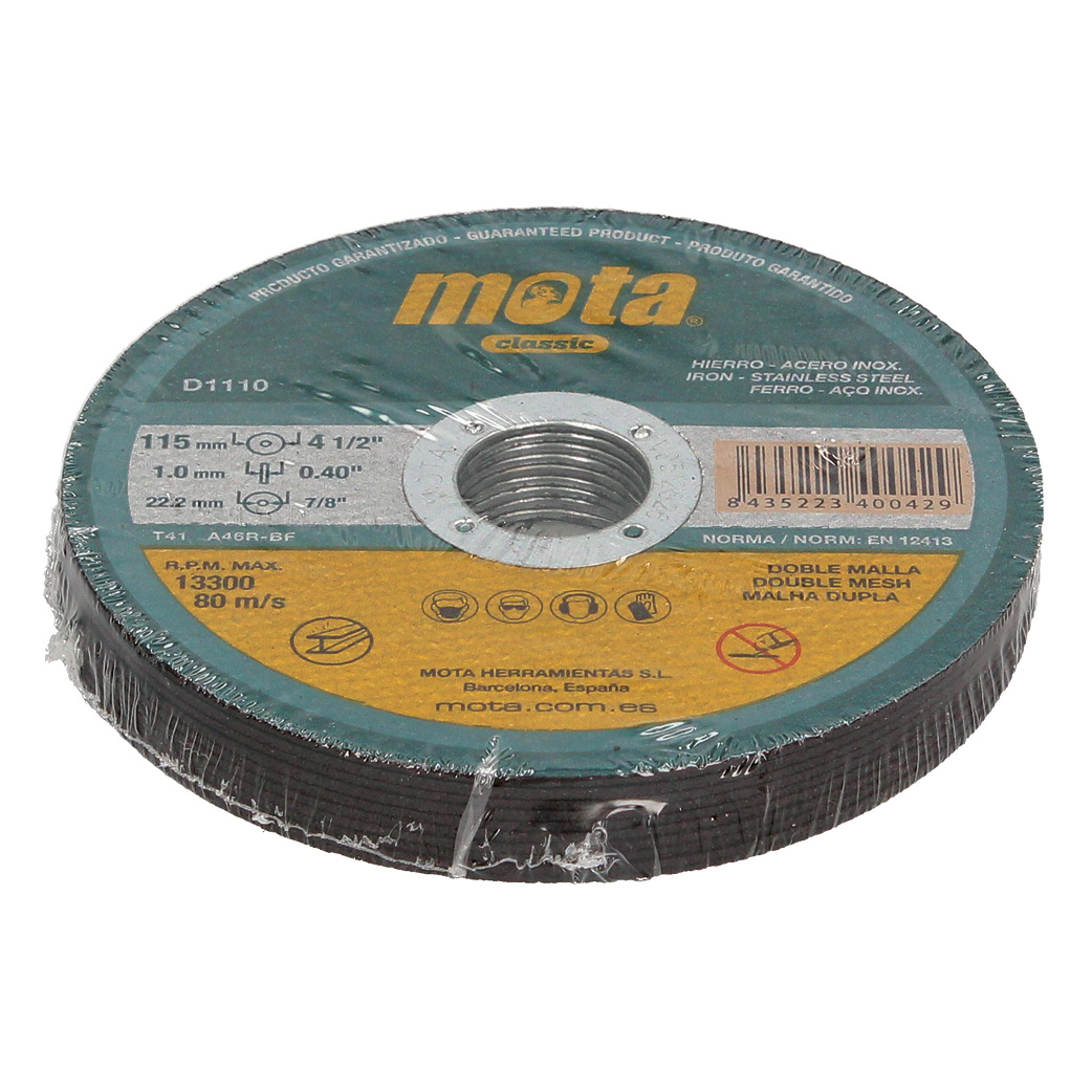 Pack 10 discos de corte de acero inoxidable 115x1x22.23mm