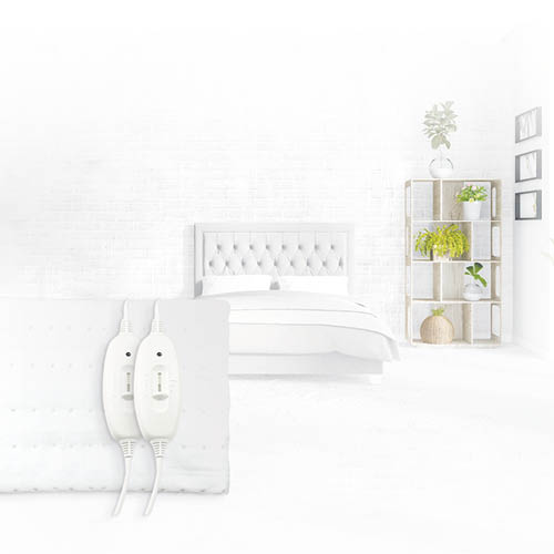 Calentador de cama eléctrico doble 160x140cm 2x60W Blanca