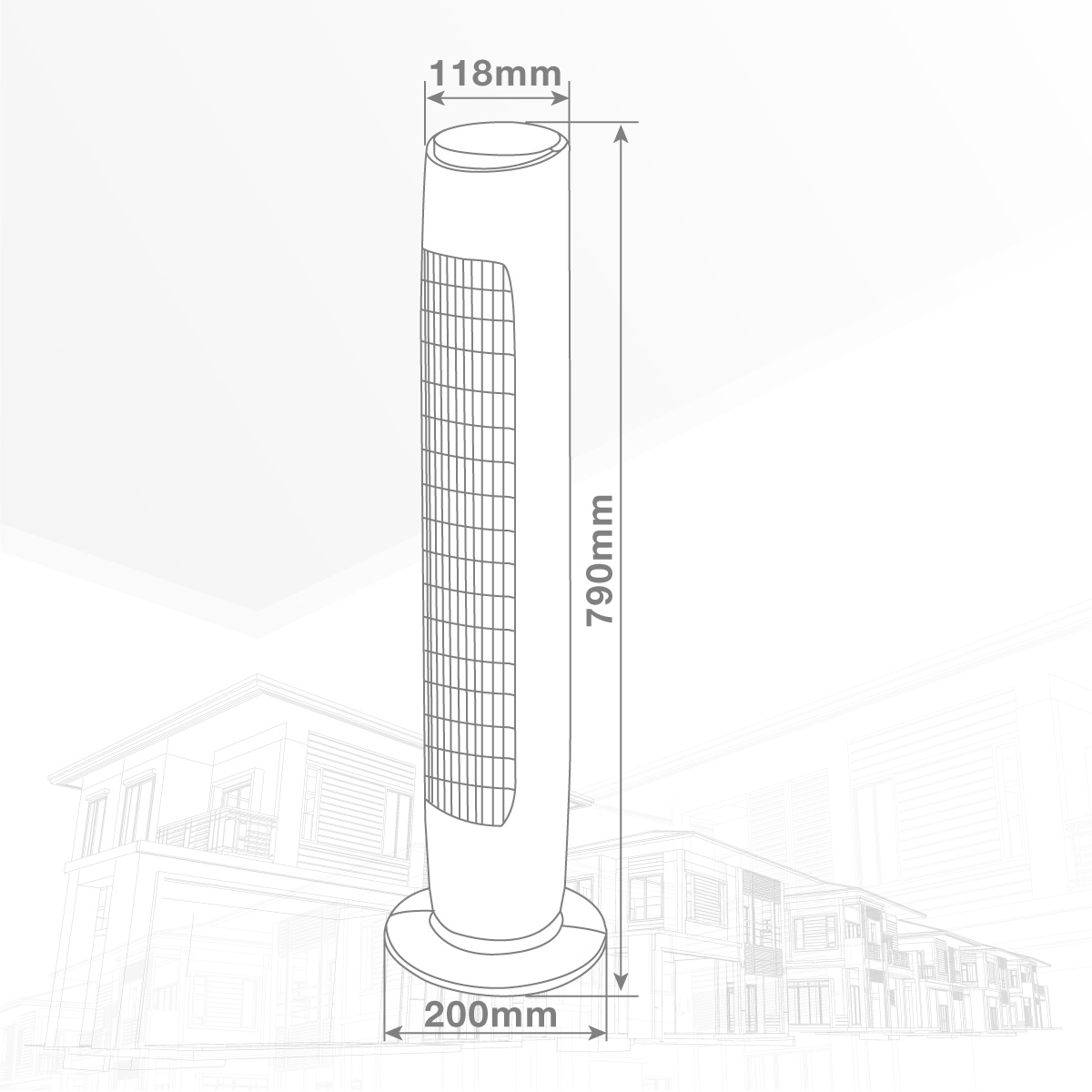 Ventilador de torre oscilante 45W Blanco