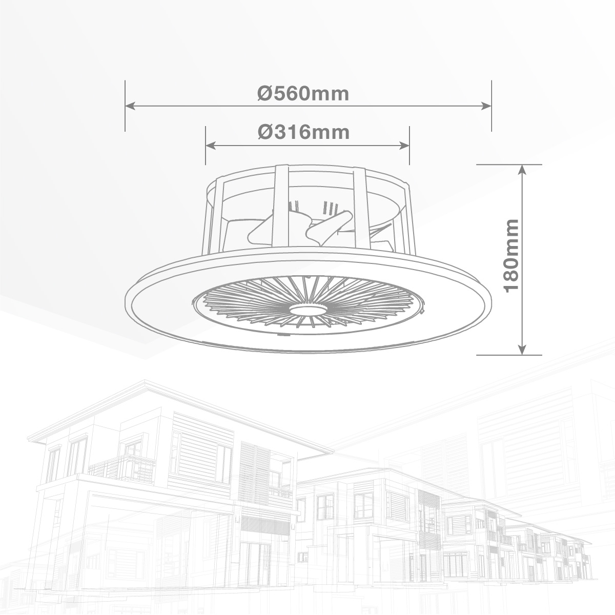 Ventilador de techo Box Fan con mando 22' CCT regulable Blanco