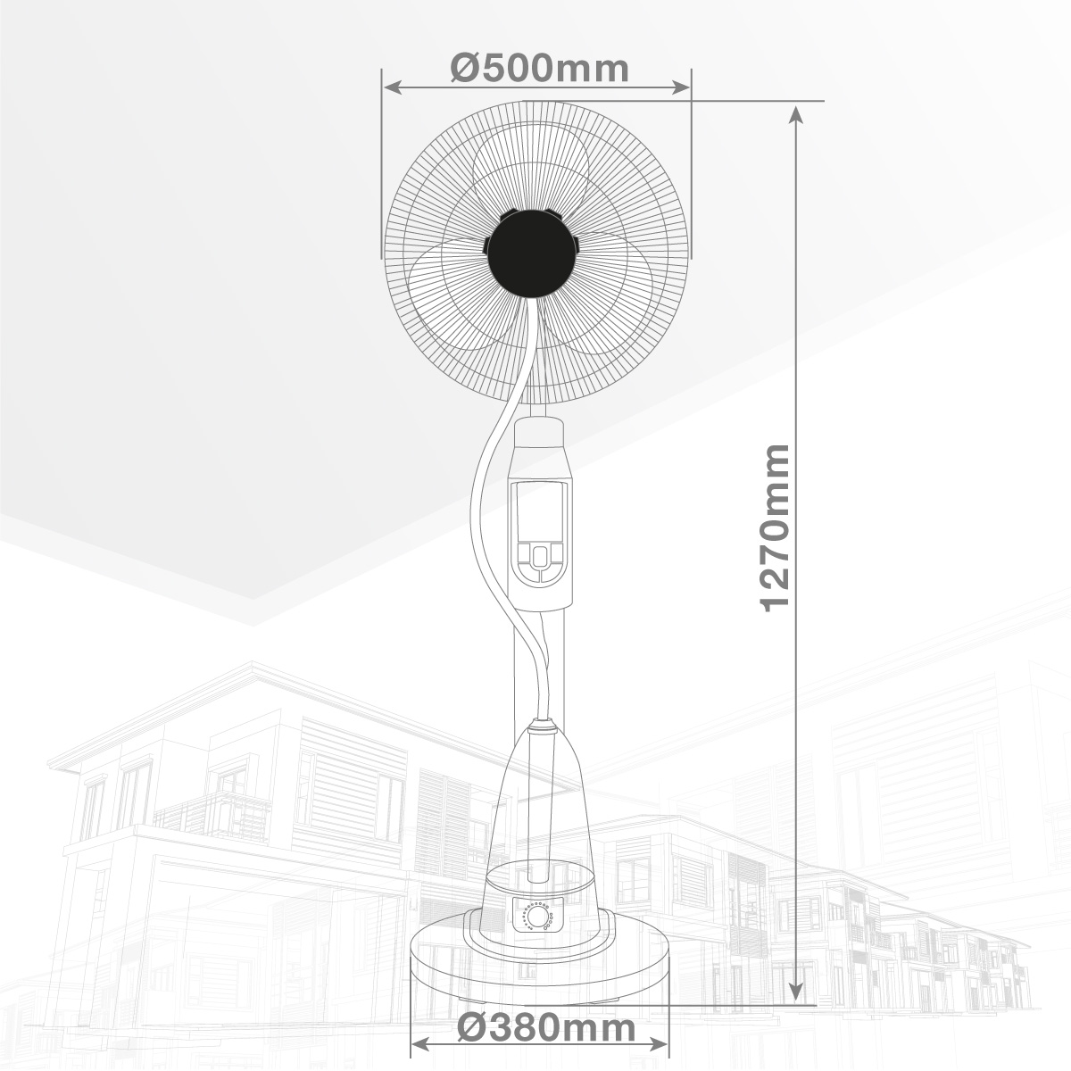Ventilador vaporizador de pie 43cm 70W