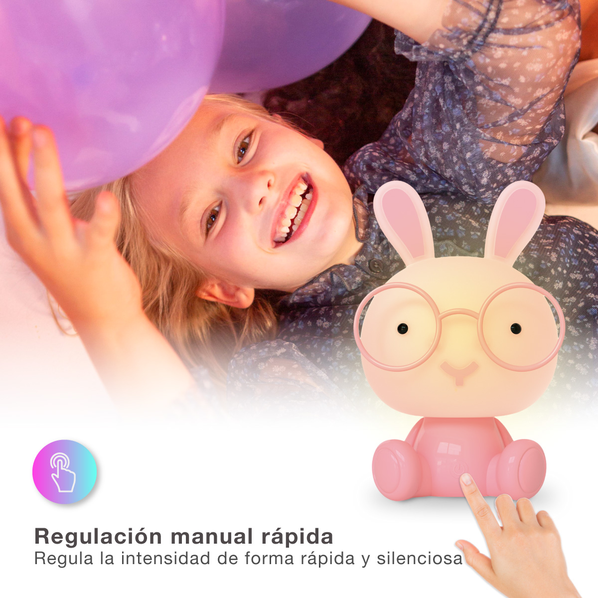 Luz de noche infantil LED Conejito 2,5W Rosa