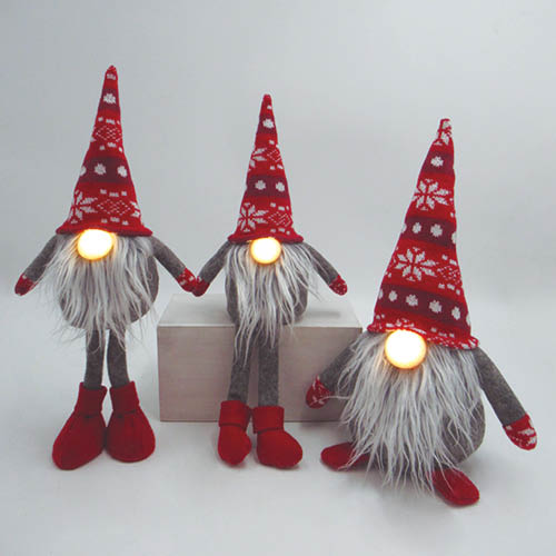 Gnomo de navidad LED con piernas colgantes Dremth 41cm 2xCR2032 Rojo y gris